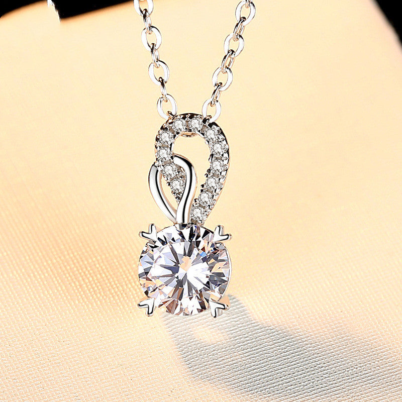 Moissanite 925 Sterling Silver Necklace Women's featuring a One Carat Mosang Heart-shaped Pendant
