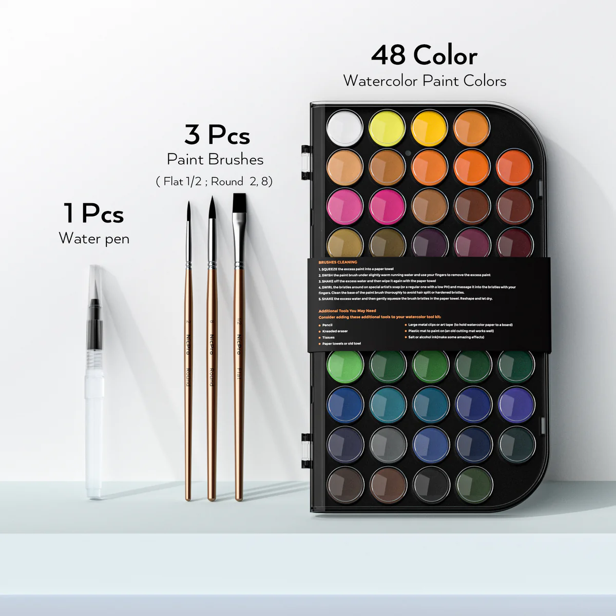 Nicpro Watercolor Paint Set, 48 Colors