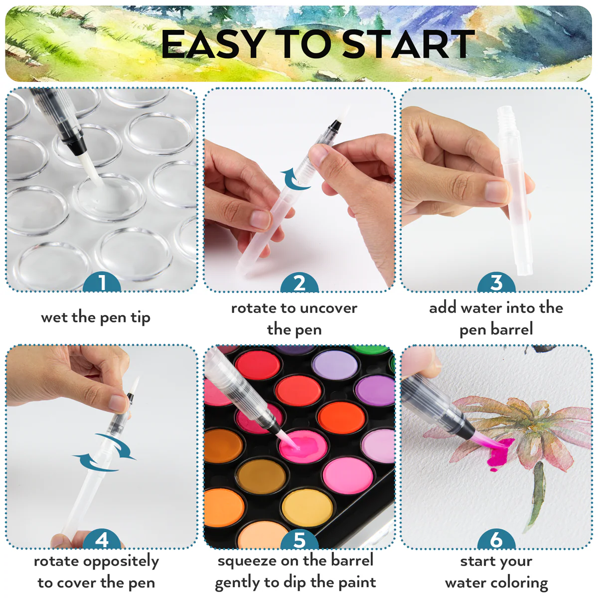 Nicpro Watercolor Paint Set, 48 Colors