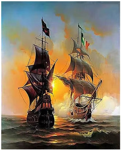 2-18th Century Warships, Paint by Number Kit
