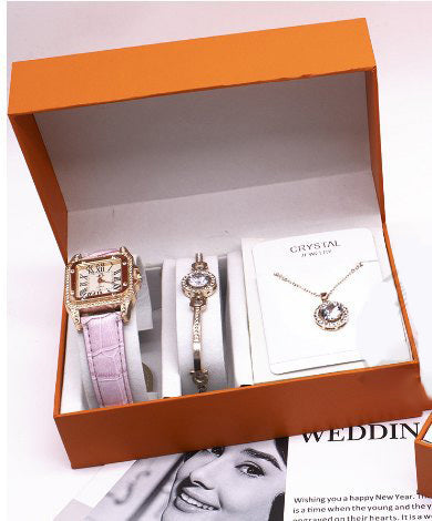 Women's Foreign Trade Wrist-Watch Set, Including a Necklace and Bracelet