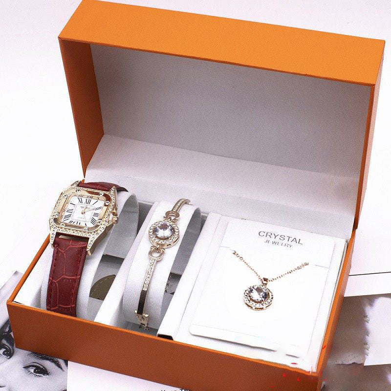 Women's Foreign Trade Wrist-Watch Set, Including a Necklace and Bracelet