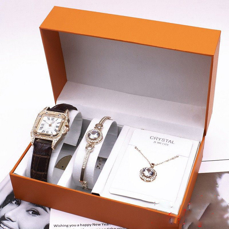 Women's Foreign Trade Wrist-Watch Set, Including a Necklace and Bracelet