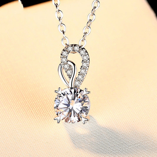 Moissanite a 925 Sterling Silver Necklace Women's featuring a One Carat Mosang Heart-shaped Pendant