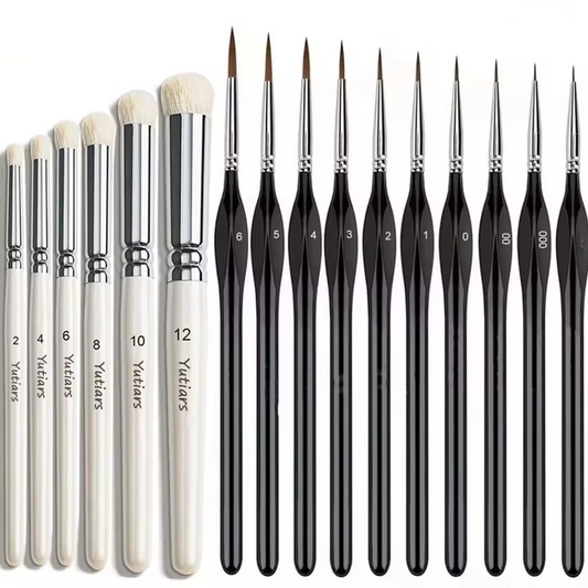 13 pc Miniature Paint Brush & Drybrush Set
