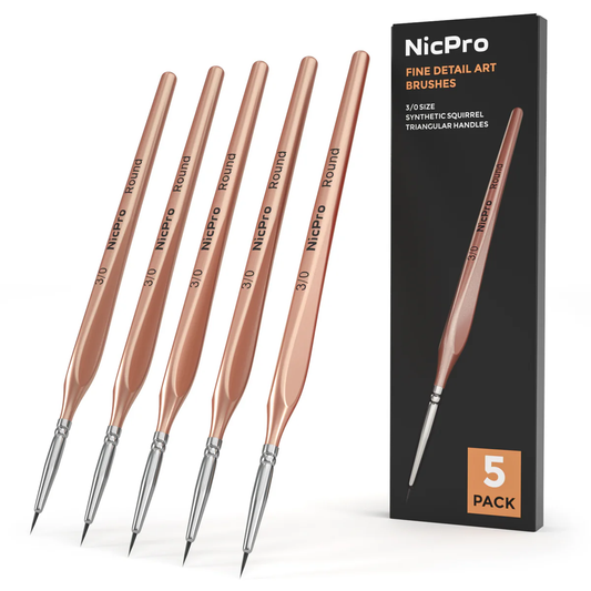 NicPro 5 pack of Fine Detail Art Brushes