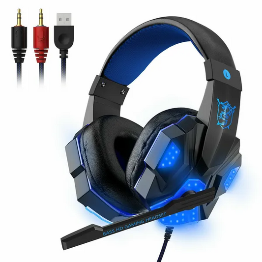 3.5mm Gaming Headset, w/Mic, LED Stereo Headphones w/Bass Surround
