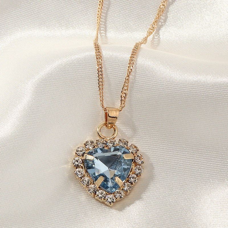 Simple Clavicle Zircon Glass Love Necklace