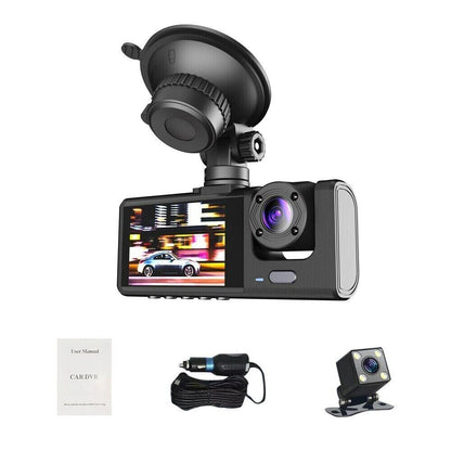 Dual Lens Dash Cam HD 1080P Front/Rear/Inside Video Recorder Camera w/G-sensor