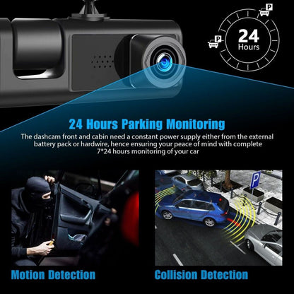 Dual Lens Dash Cam HD 1080P Front/Rear/Inside Video Recorder Camera w/G-sensor