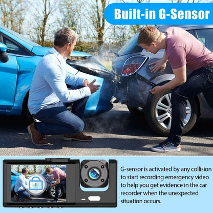 Dual Lens Dash Cam HD 1080P Front/Rear/Inside Video Recorder Camera w/G-sensor