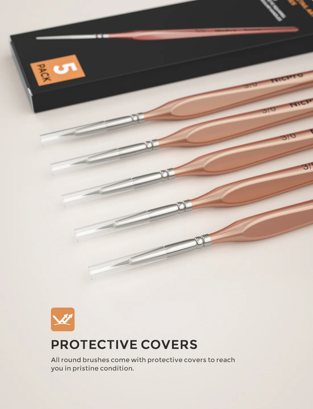 NicPro 5 pack of Fine Detail Art Brushes