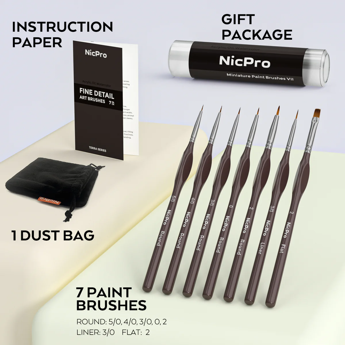 Nicpro 7-Piece Micro Detail Paint Brush Set