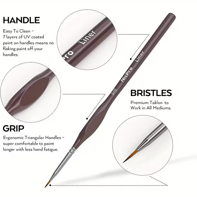 Nicpro 15 Pc Miniature Detail Paint Brush Set, Micro Professional Fine Detail Painting Brushes