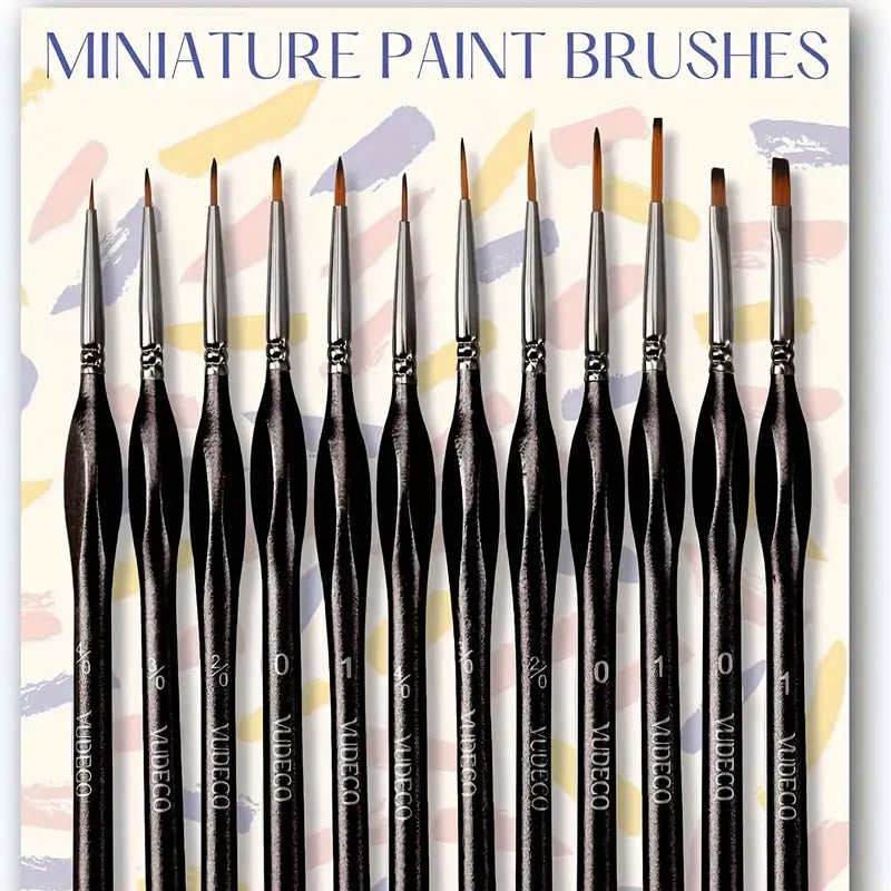 12 Detail Paint Brushes Miniature Painting
