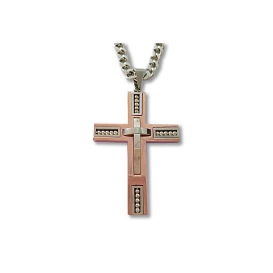 Keepsake Cross Pendant With A Curb Chain For Men 18kt Gold Plated