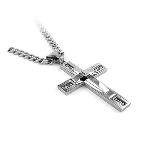 Keepsake Cross Pendant With A Curb Chain For Men 18kt Gold Plated