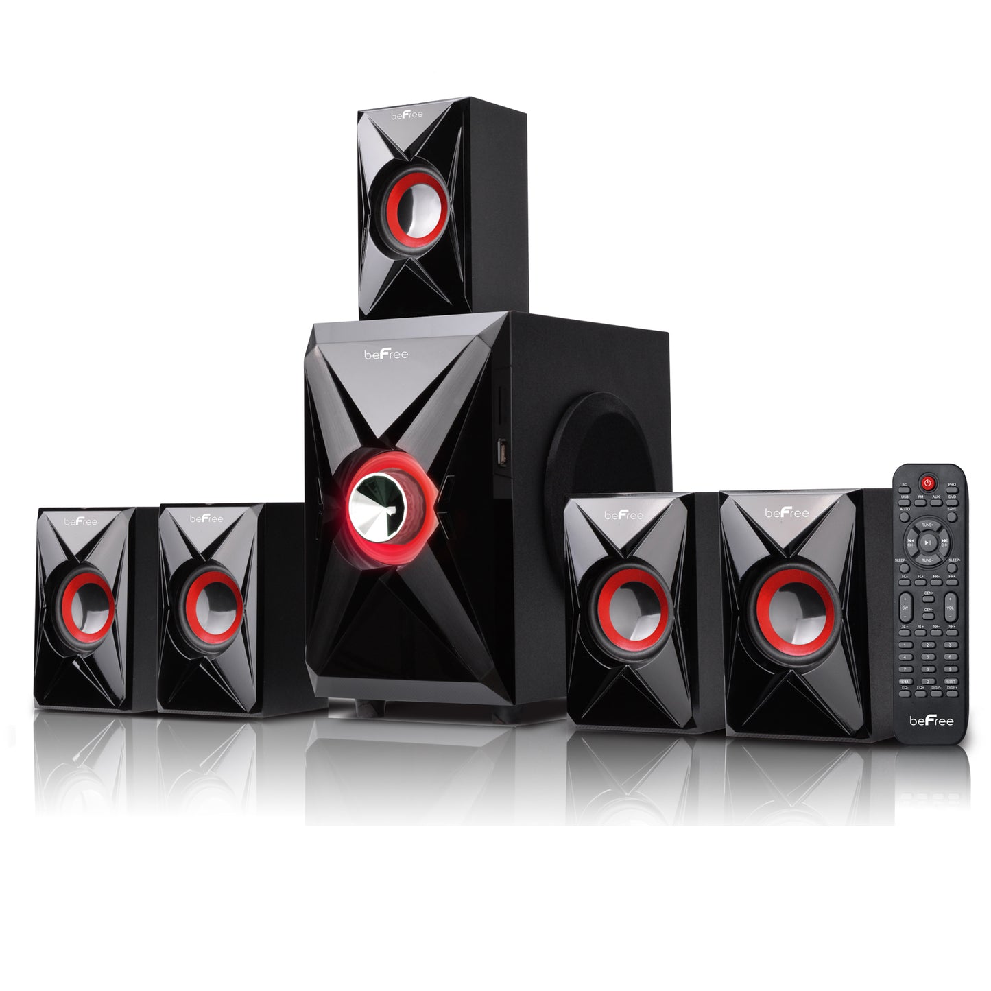 beFree Sound 5.1 Channel Bluetooth Surround Sound Speaker System BFS-420 (Orange)