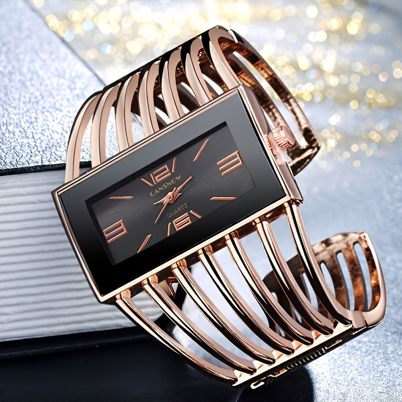 Luxury Women's Wristwatch Analog Quartz W/Rectangular Cuff Bracelet Business Casual Fashion