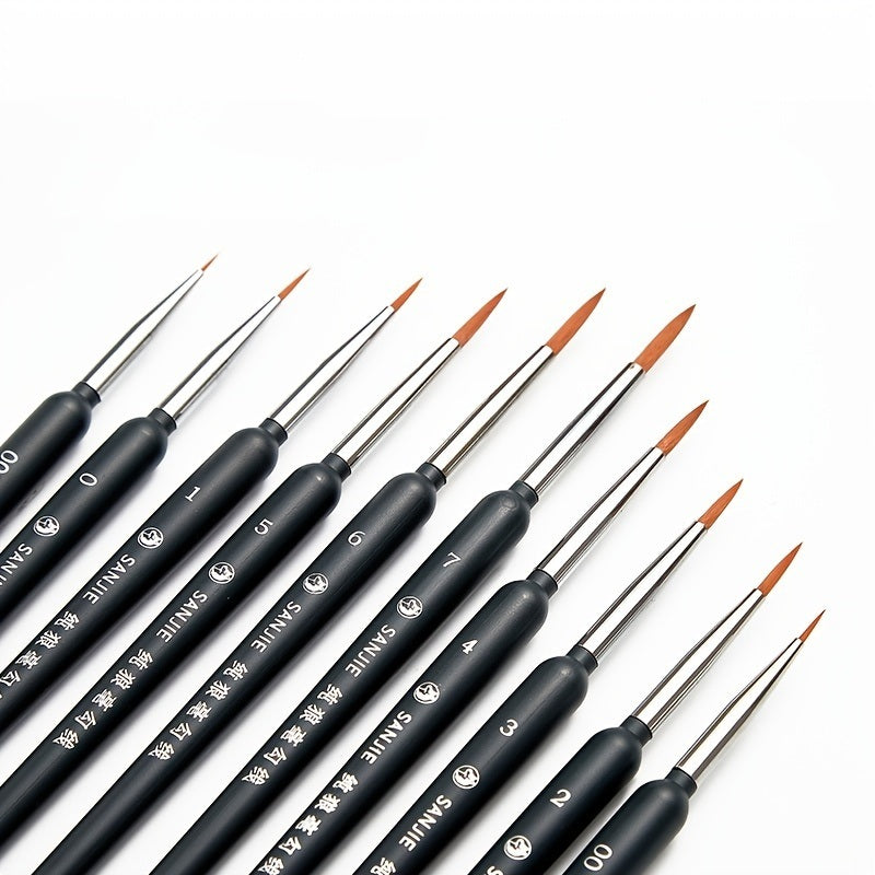 10pc Black Hook Line Pen Art Painting Brush Set