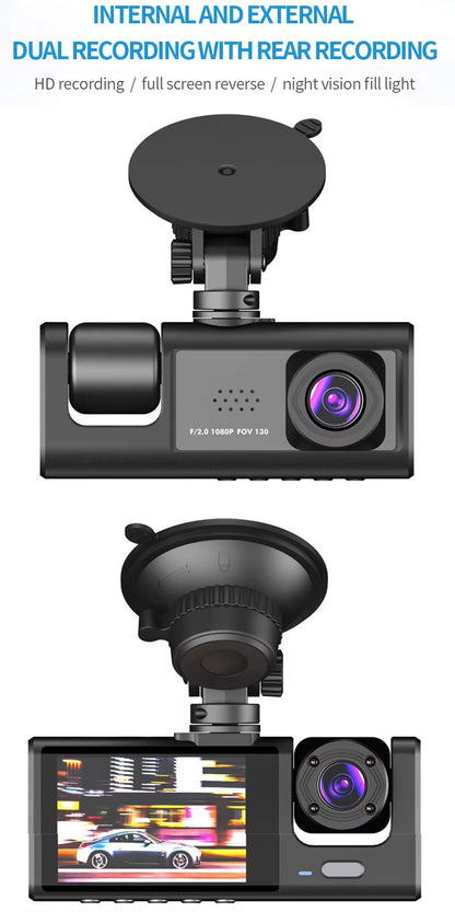 3-Lens Automotive DVR Dash Cam, w/WIFI