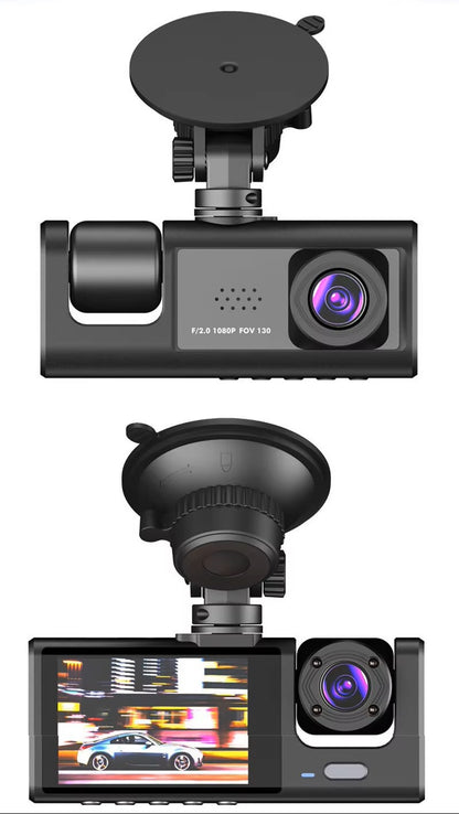 3-Lens Automotive DVR Dash Cam, w/WIFI