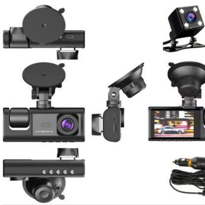 3-Lens Automotive DVR Dash Cam, w/WIFI