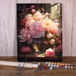 Peony Flowers DIY Paint By Numbers Package Oil Paints