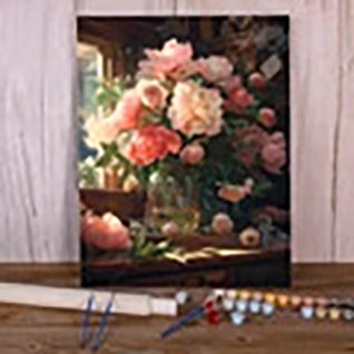 Peony Flowers DIY Paint By Numbers Package Oil Paints