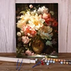 Peony Flowers DIY Paint By Numbers Package Oil Paints