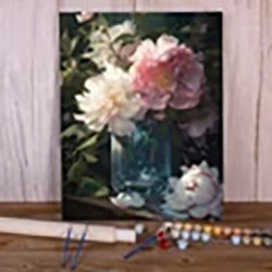 Peony Flowers DIY Paint By Numbers Package Oil Paints