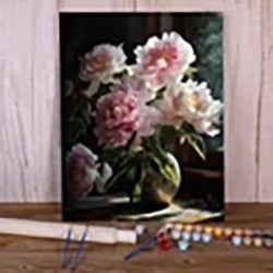 Peony Flowers DIY Paint By Numbers Package Oil Paints