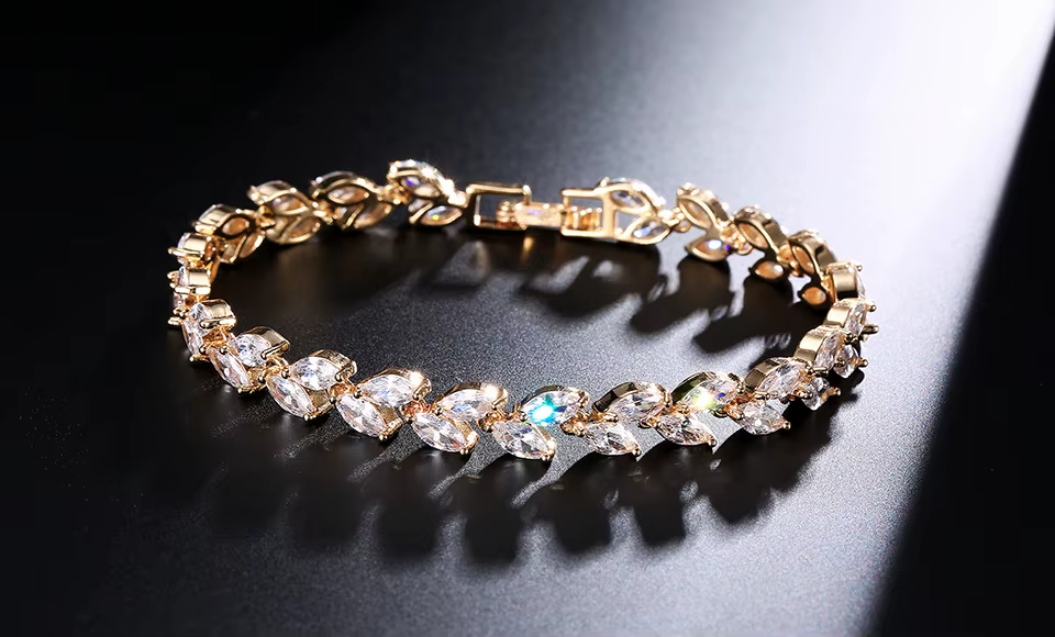 18k Gold, Silver, Rose Gold, Plated Copper Zircon Bracelets