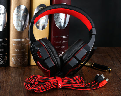Wired over-ear gaming headphones feature RGB lighting, a built-in microphone, and a Type-C USB connection