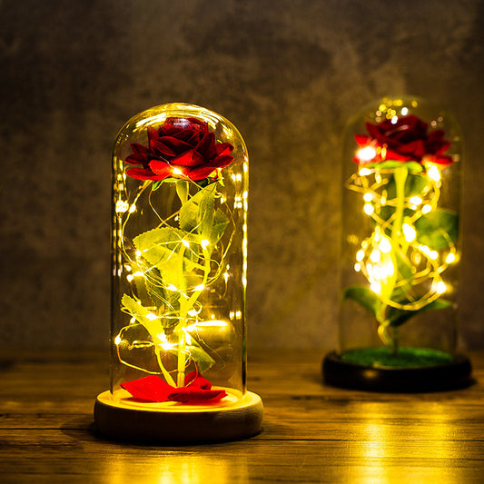 Rose Glass Cover With LED Light Ornaments