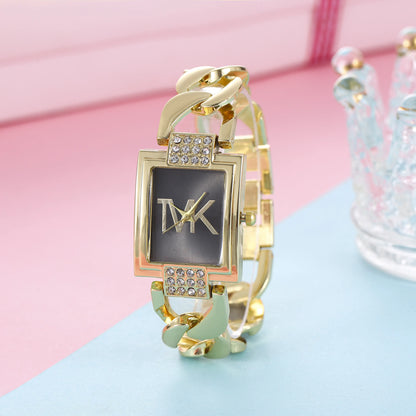 BRONZE Luxury Women's Quartz Watch with Elegant Style Metal Square Strap