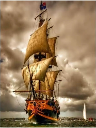 3-Masted Sailing Ship, Paint by Number Kit