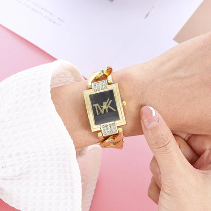 BRONZE Luxury Women's Quartz Watch with Elegant Style Metal Square Strap