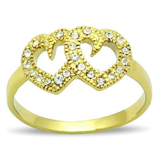 Gold (Ion Plating) Stainless Steel Ring with embedded Top-Grade Crystals