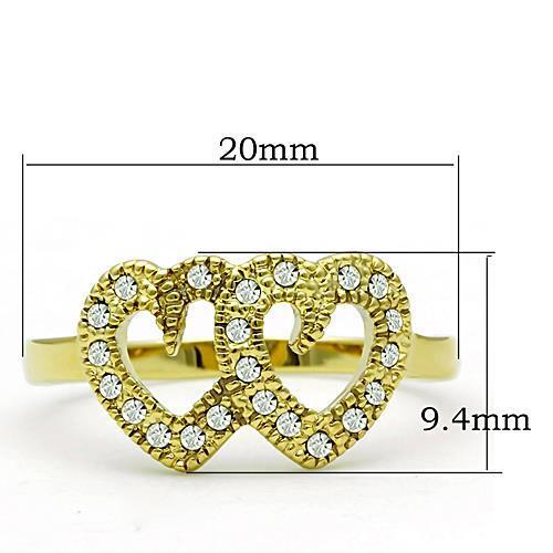 Gold (Ion Plating) Stainless Steel Ring with embedded Top-Grade Crystals