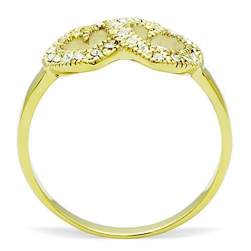 Gold (Ion Plating) Stainless Steel Ring with embedded Top-Grade Crystals