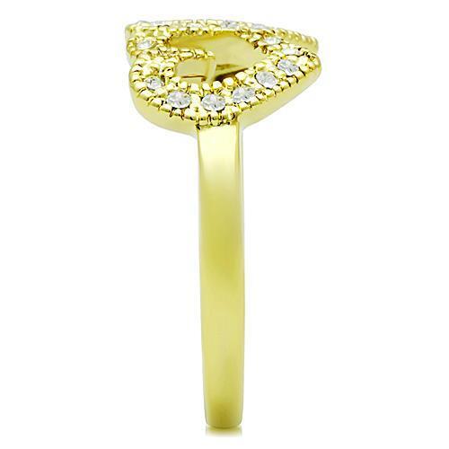 Gold (Ion Plating) Stainless Steel Ring with embedded Top-Grade Crystals