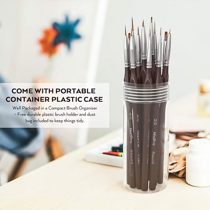 Nicpro 15 Pc Miniature Detail Paint Brush Set, Micro Professional Fine Detail Painting Brushes