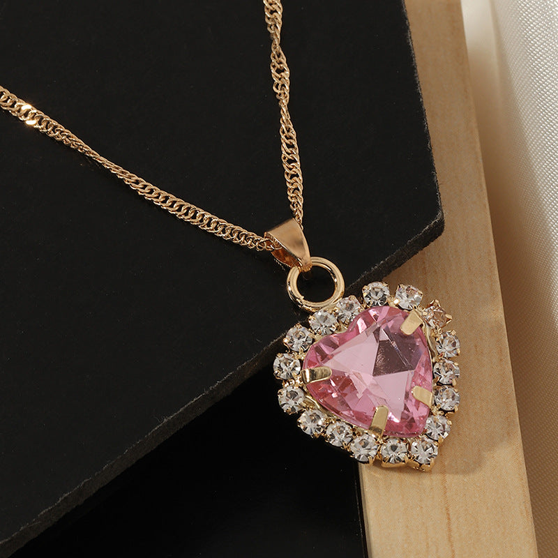 Simple Clavicle Zircon Glass Love Necklace