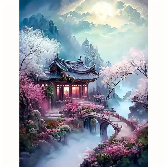 Premium Asian Pavilion DIY Canvas Painting Kit