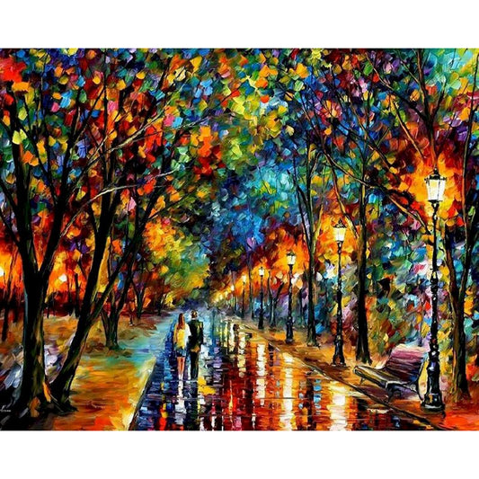 Night Landscape Paint by Number Set, Acrylic Paint DIY Kit